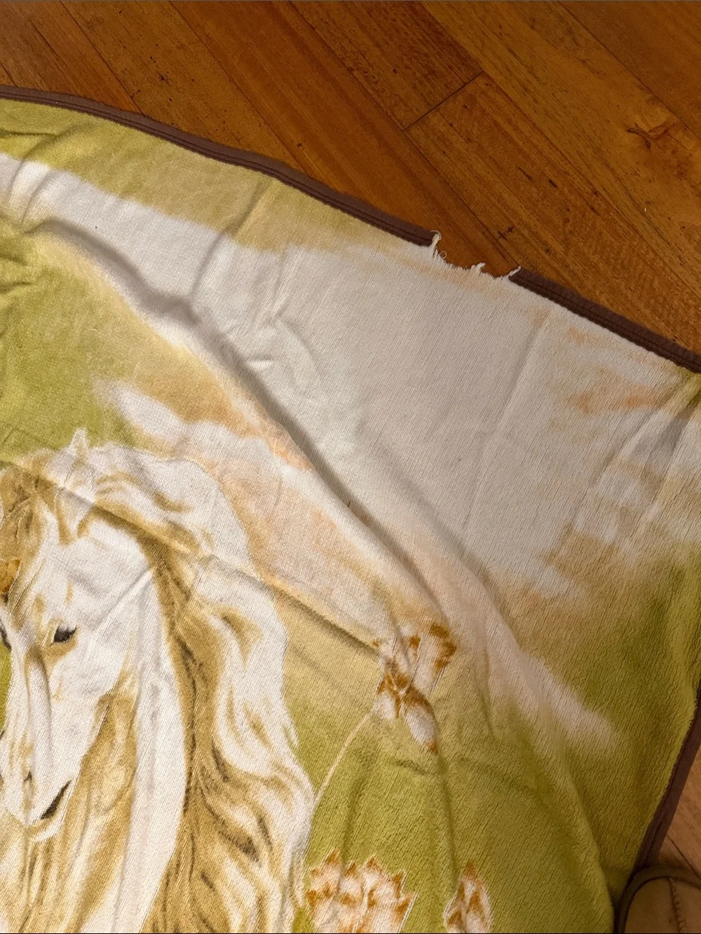VTG 70’s Reversible Unicorn Plush Fleece Fantasy Blanket - Edge Flaws 54x80” 🦄🦄